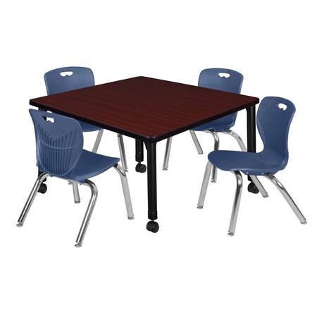 Regency Tables > Height Adjustable > Square Mobile Table & Chair Sets, 42 W, 42 L, 23-34 H, Mahogany TB4242MHAPCBK45NV